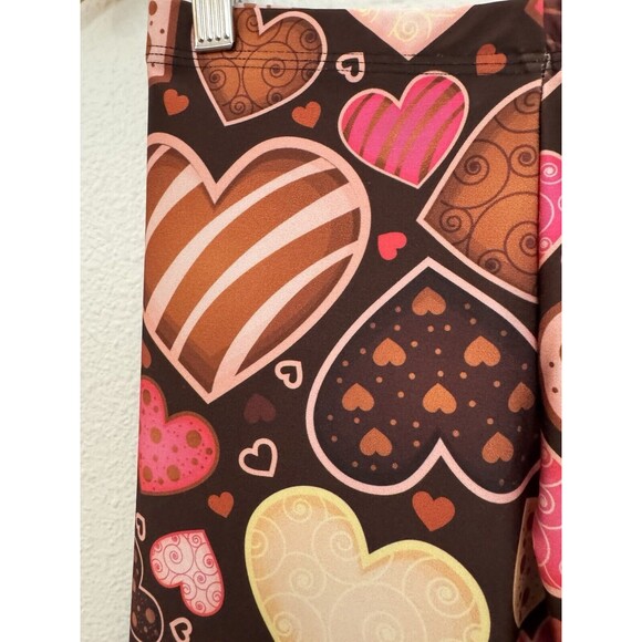 PINEAPPLE CLOTHING Heart leggings valentines day junior size 12/13 EUC athletic - Picture 2 of 7